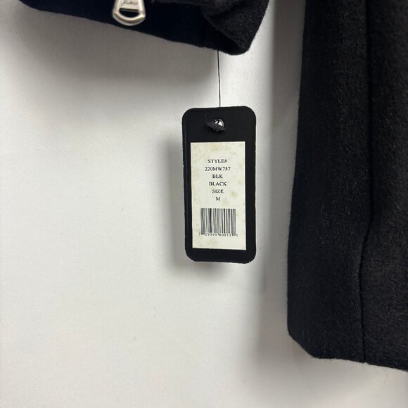 Guess M Black Wool Blend Coat Button Zip Sleeve Pocket Floral Lining Collar NWT - Picture 7 of 10